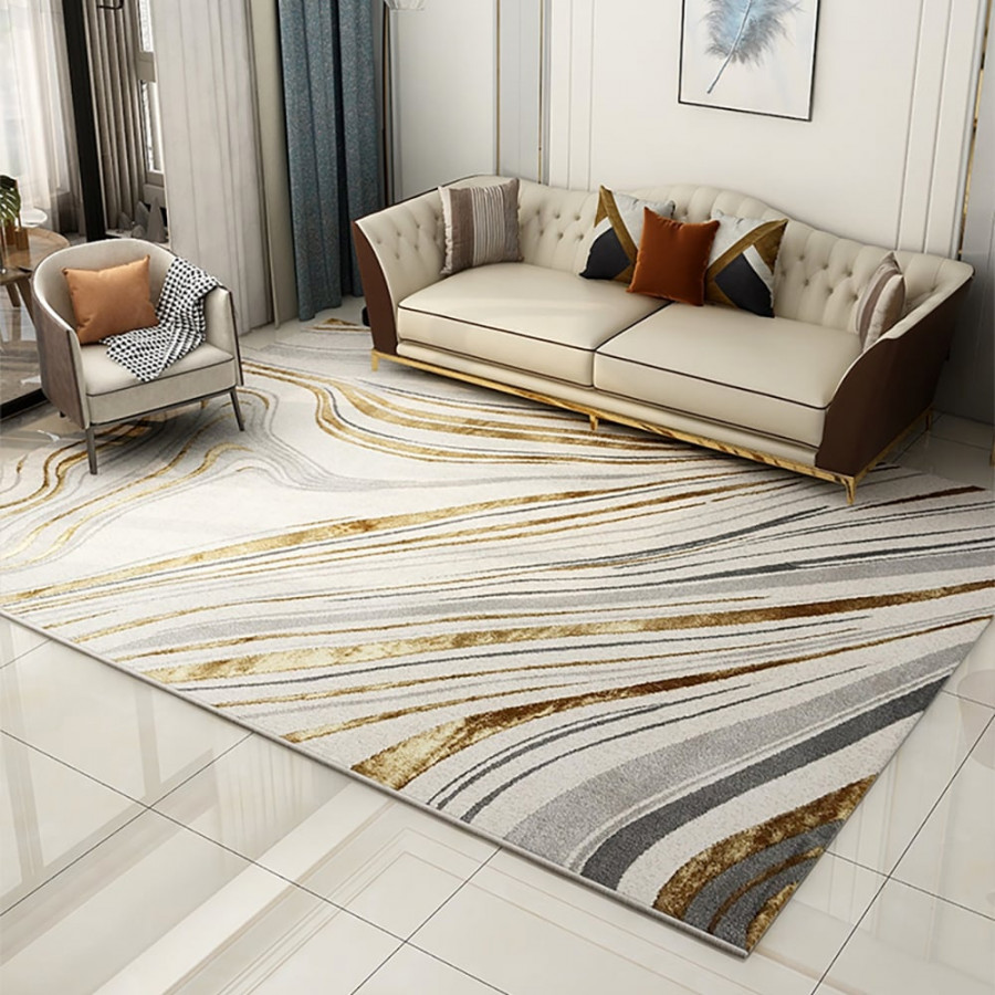 HMR - 5'x 7' Luxury Abstract Art Deco Rug with Marble Pattern Carpet