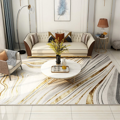 HMR - 5'x 7' Luxury Abstract Art Deco Rug with Marble Pattern Carpet