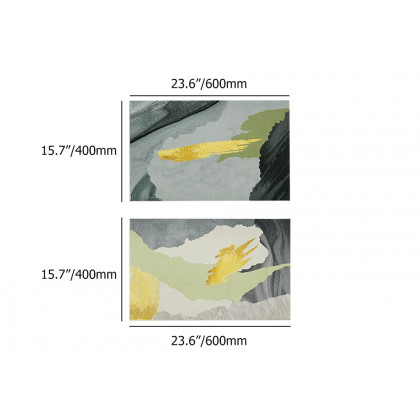 HMR - 2 Pieces Gray&Gold Abstract Bath Mat Set Marble Texture Non-slip Absorbent Rug Sets
