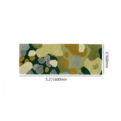 HMR - 2' x 5' Modern Rectangle Tufted 3D Green Wool Area Rug Living Room & Bedroom Carpet
