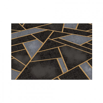 HMR - 5' x 7' Art Deco Black & Gold Livingroom Geometric Rug Decorative Carpet