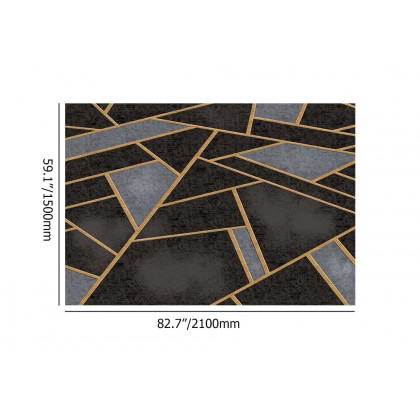 HMR - 5' x 7' Art Deco Black & Gold Livingroom Geometric Rug Decorative Carpet