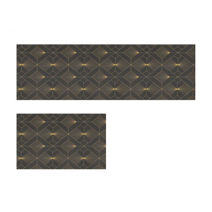 HMR - 2 Pieces Gold Kitchen Runner Mats Non-slip Geometric Kitchen Rug Set