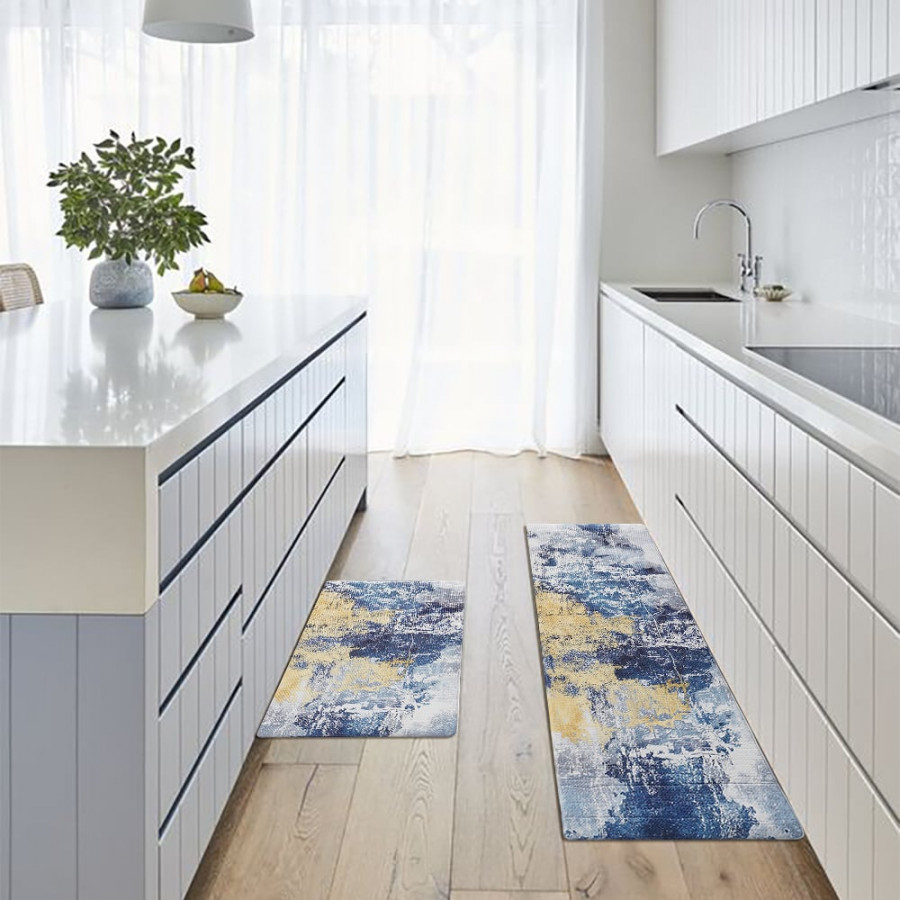 HMR - 2PCS Modern Abstrict Kitchen Runner Rug Set