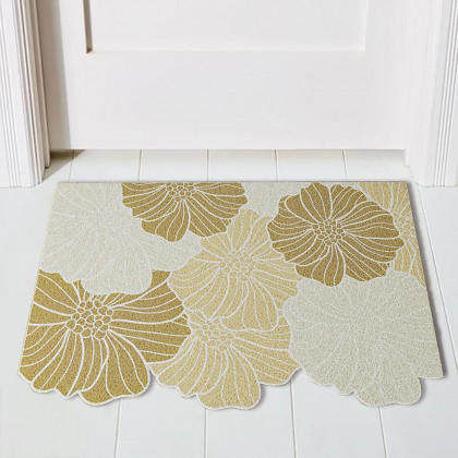 HMR - Morden Brown Flowers Novelty Mat Non-slip Entryway Rug 2' x 3'