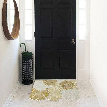 HMR - Morden Brown Flowers Novelty Mat Non-slip Entryway Rug 2' x 3'