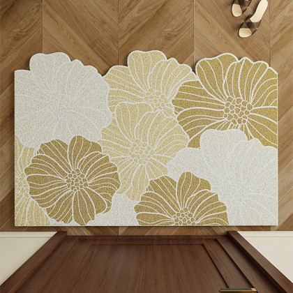 HMR - Morden Brown Flowers Novelty Mat Non-slip Entryway Rug 2' x 3'