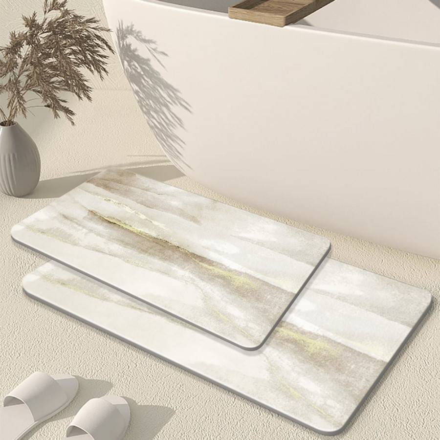 HMR - Modern Non-Slip Rectangle Bath Mat Abstract Rug 16" x 24" & 20" x 32" (2-Pieces)