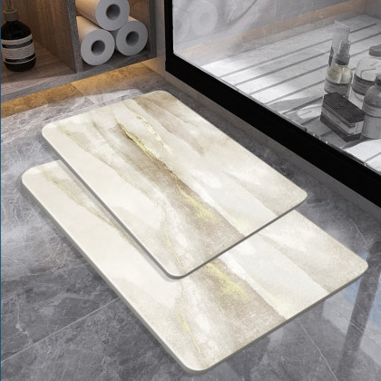HMR - Modern Non-Slip Rectangle Bath Mat Abstract Rug 16" x 24" & 20" x 32" (2-Pieces)