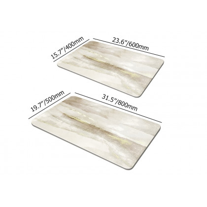 HMR - Modern Non-Slip Rectangle Bath Mat Abstract Rug 16" x 24" & 20" x 32" (2-Pieces)