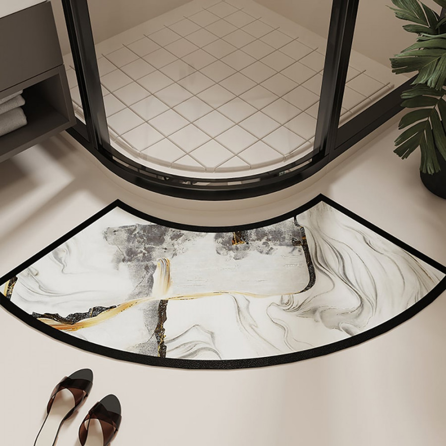 HMR - Curved Abstract Diatom Mud Absorbent Bath Mat Round Shower room Non-slip Rug