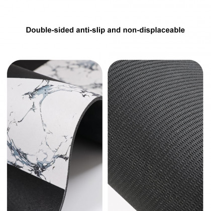 HMR - 2 Pieces Black&White Geometric Bath Mat Set Marble Texture Non-slip Absorbent Rug Sets