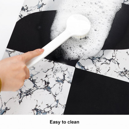 HMR - 2 Pieces Black&White Geometric Bath Mat Set Marble Texture Non-slip Absorbent Rug Sets