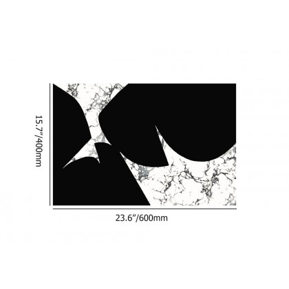 HMR - 2 Pieces Black&White Geometric Bath Mat Set Marble Texture Non-slip Absorbent Rug Sets