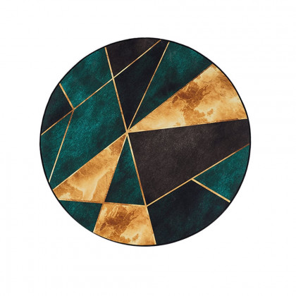 HMR Modern 4' x 4' Geometric Round Area Rug - Green/Gold/Black