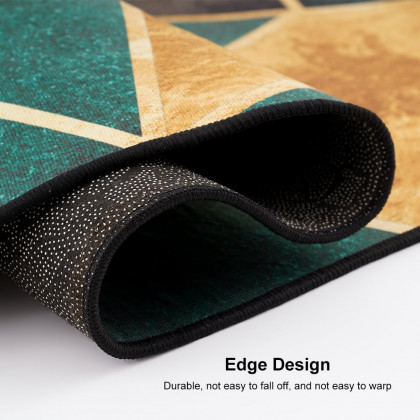 HMR Modern 4' x 4' Geometric Round Area Rug - Green/Gold/Black