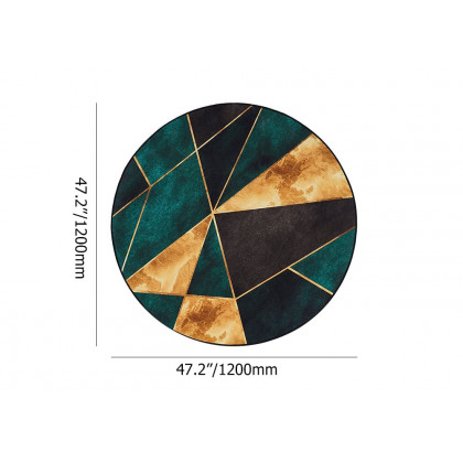 HMR Modern 4' x 4' Geometric Round Area Rug - Green/Gold/Black
