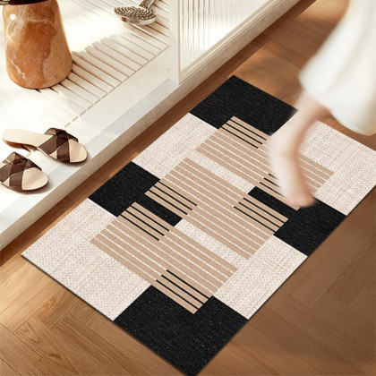 HMR - 2PC Strong Water-absorbent Non-slip Diatom Mud Geometric Bathroom Mat Set Bath Rug