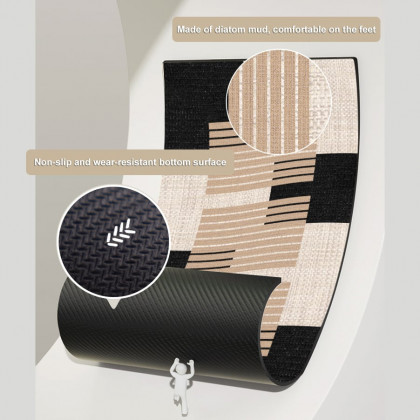 HMR - 2PC Strong Water-absorbent Non-slip Diatom Mud Geometric Bathroom Mat Set Bath Rug
