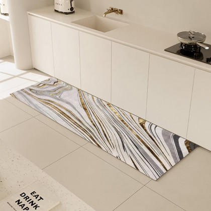 HMR - 2'X 8' Luxury abstract Runner Washable Rug with Marble Pattern Carpet