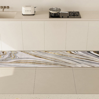HMR - 2'X 8' Luxury abstract Runner Washable Rug with Marble Pattern Carpet