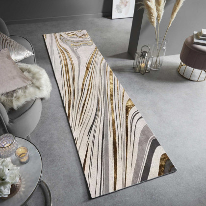 HMR - 2'X 8' Luxury abstract Runner Washable Rug with Marble Pattern Carpet