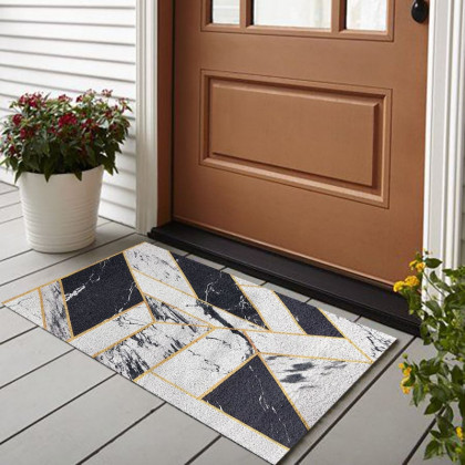 HMR - 2' x 3' Morden Geometry Non-slip Front Door Mat PVC Entryway Rug