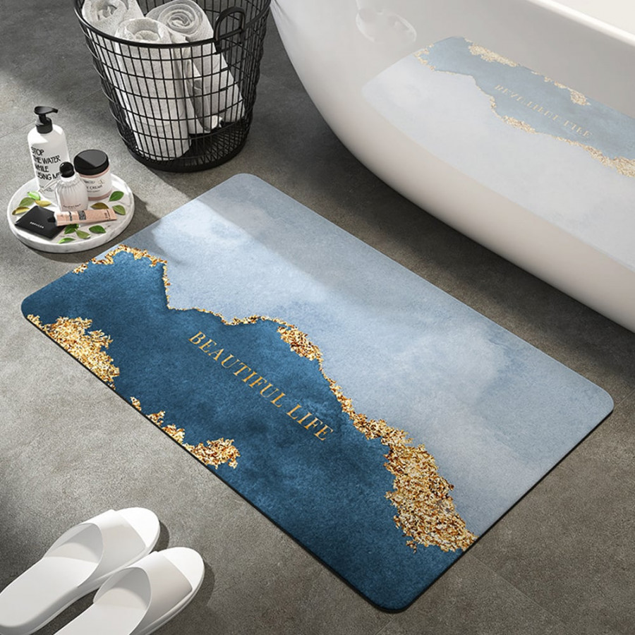 HMR - 16" x 24" Modern Rectangle Non-Slip Soft Bath Mat Geometric Abstract Bathroom Rug