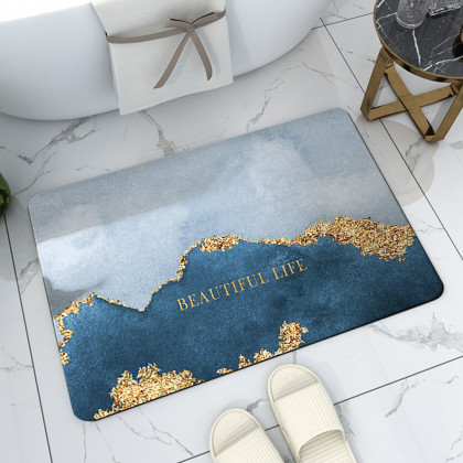 HMR - 16" x 24" Modern Rectangle Non-Slip Soft Bath Mat Geometric Abstract Bathroom Rug