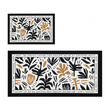 HMR - 2 Pieces Modern Flower Kitchen Runner Mats Non-slip Absorbent Widen Kitchen Rug Set