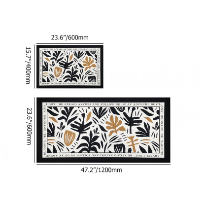 HMR - 2 Pieces Modern Flower Kitchen Runner Mats Non-slip Absorbent Widen Kitchen Rug Set