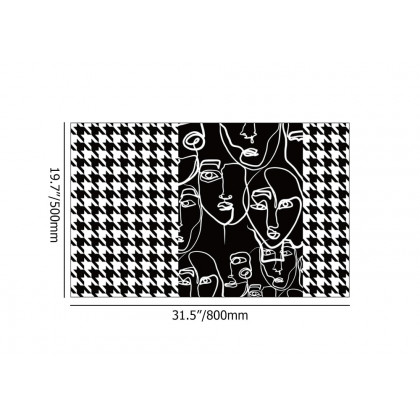 HMR - 2 Pieces Modern Abstract Houndstooth Black Washable Door Mat Non-slip Entryway Rug Set