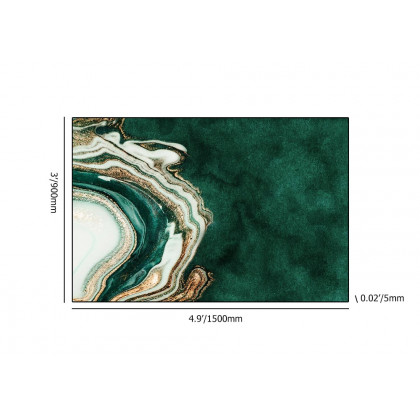 HMR - 3'x 5' Art Deco Green Marble Area Rug Living Room Carpet with Abstract Pattern