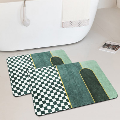 HMR - Modern Geometric Bath Mat Set Abstract Soft Bathroom Rugs 16" x 24" & 20" x 32" (2-Pieces)