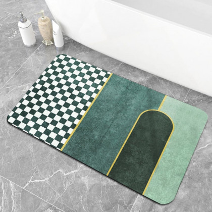 HMR - Modern Geometric Bath Mat Set Abstract Soft Bathroom Rugs 16" x 24" & 20" x 32" (2-Pieces)
