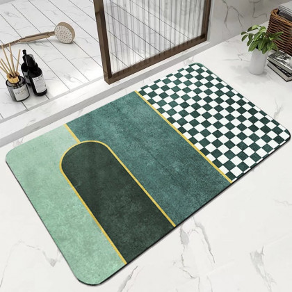 HMR - Modern Geometric Bath Mat Set Abstract Soft Bathroom Rugs 16" x 24" & 20" x 32" (2-Pieces)