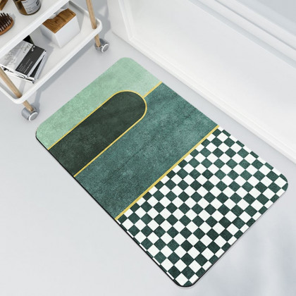 HMR - Modern Geometric Bath Mat Set Abstract Soft Bathroom Rugs 16" x 24" & 20" x 32" (2-Pieces)