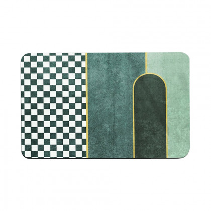 HMR - Modern Geometric Bath Mat Set Abstract Soft Bathroom Rugs 16" x 24" & 20" x 32" (2-Pieces)
