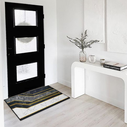 HMR - 2PCS Morden Geometry Marble Non-slip Front Door Mat Washable Entryway Rug Set