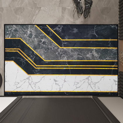 HMR - 2PCS Morden Geometry Marble Non-slip Front Door Mat Washable Entryway Rug Set