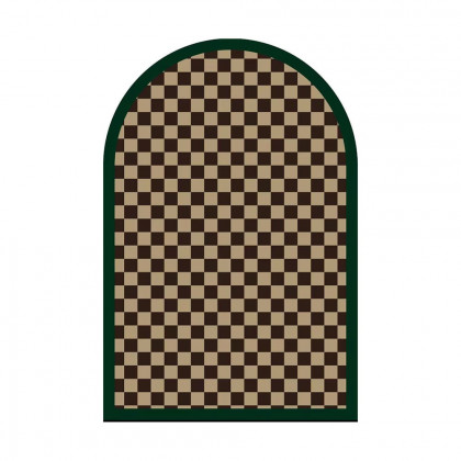 HMR - Morden Luxury Polyester Half Round Plaid Non-slip Entryway Rug 3' x 4'