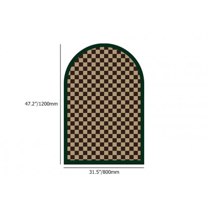 HMR - Morden Luxury Polyester Half Round Plaid Non-slip Entryway Rug 3' x 4'