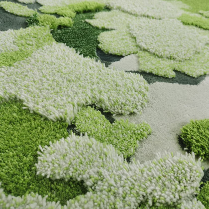 HMR - 31.5" Green Moss Rug 3D Tufted Wool Handmade Colorful Forest Carpet Bedside Living Room