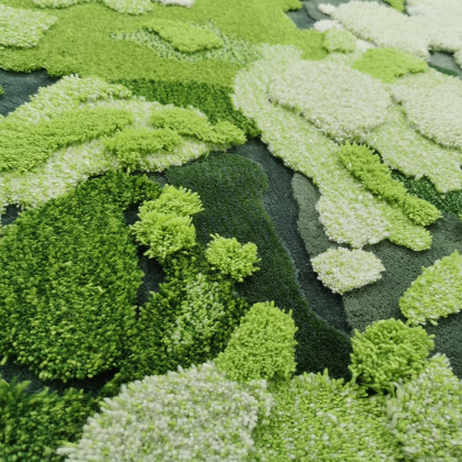 HMR - 31.5" Green Moss Rug 3D Tufted Wool Handmade Colorful Forest Carpet Bedside Living Room