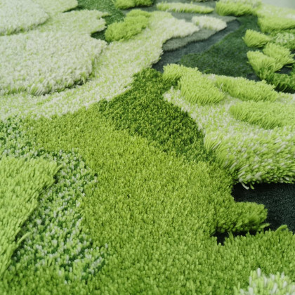 HMR - 31.5" Green Moss Rug 3D Tufted Wool Handmade Colorful Forest Carpet Bedside Living Room