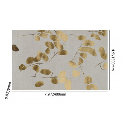 HMR Modern Rectangle Area Rug with Gold Leaves Patter Nylon Rug - 5' x 8'