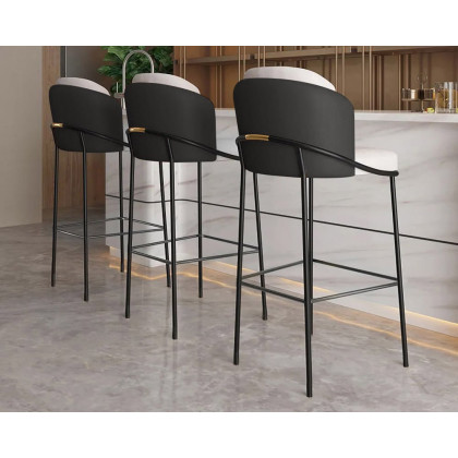 HMR Linenic Series Modern PU Leather Bar Stools - Black, 20.9"L x 20.9"W x 41.3"H, 6-Pieces