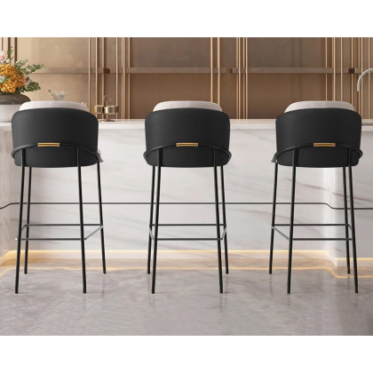 HMR Linenic Series Modern PU Leather Bar Stools - Black, 20.9"L x 20.9"W x 41.3"H, 6-Pieces