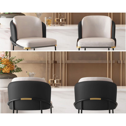 HMR Linenic Series Modern PU Leather Bar Stools - Black, 20.9"L x 20.9"W x 41.3"H, 6-Pieces