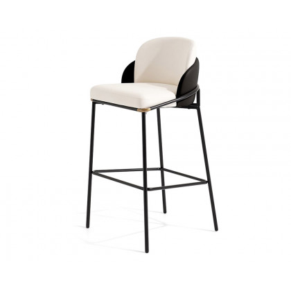 HMR Linenic Series Modern PU Leather Bar Stools - Black, 20.9"L x 20.9"W x 41.3"H, 6-Pieces